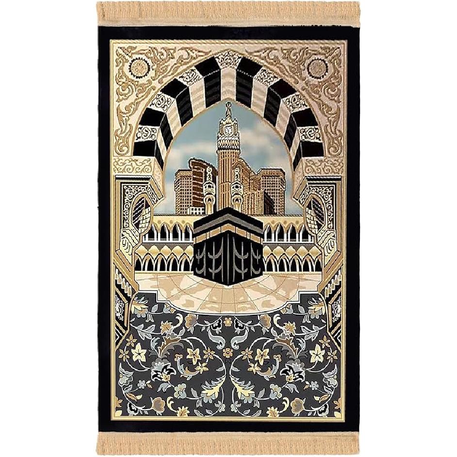 Premium Islamic Muslim Prayer Rug, Padded Muslim Prayer Mat for Men & Women, Soft Islamic Prayer Carpet Mat for Ramadan Eid Wedding Birthday A