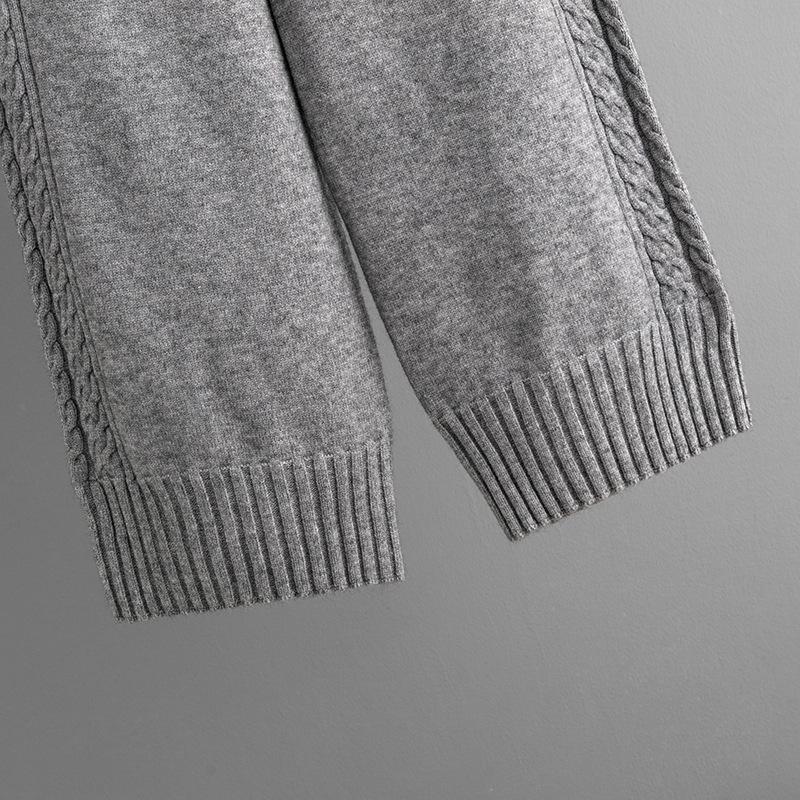 Women's Autumn And Winter Fashion Suit Casual Solid Color Loose Knit Half High Neck Sweater Two Piece Set