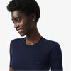 [Lacoste] Women's Fine Merino Wool Rib-Knit Short-Sleeve Sweater AF4146-56G166
