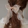 MERRYMOTIVE Salmon organza ruffle ribbon hairpin