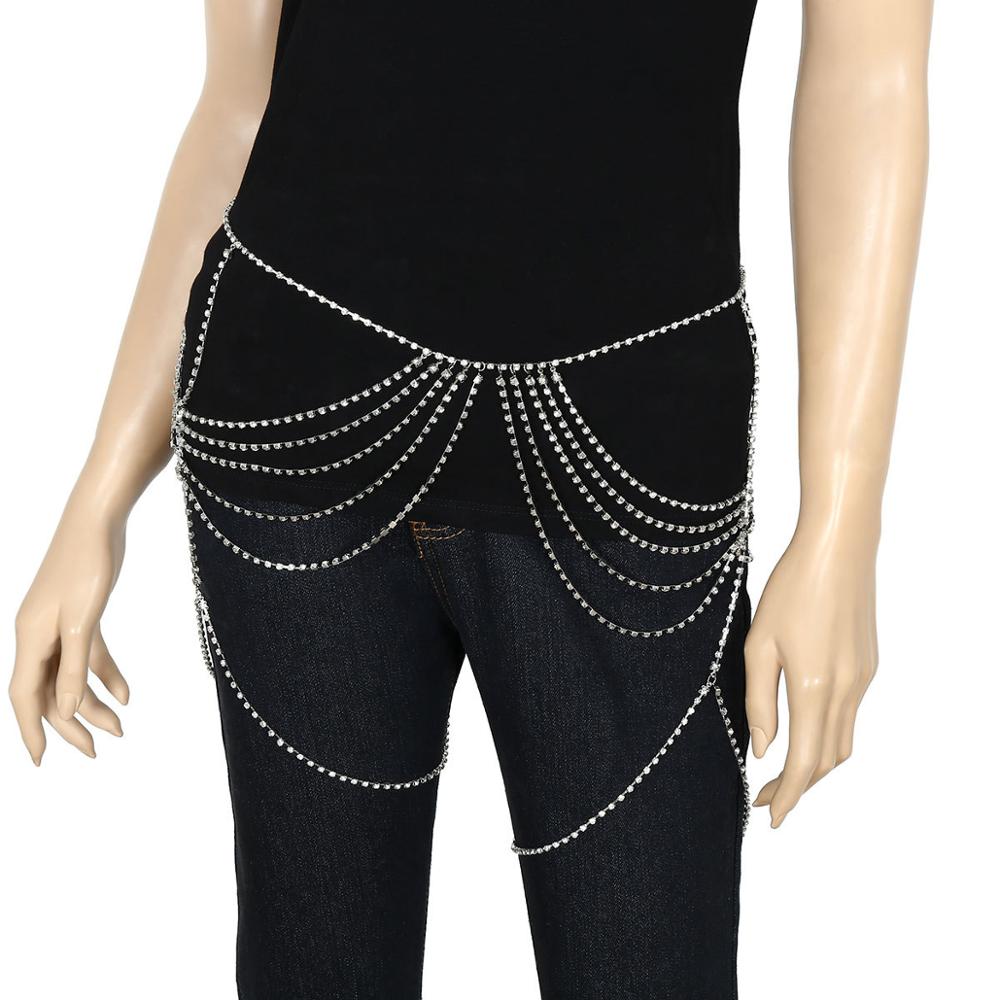 Women Sexy Simple Design Bikini Beach Rhinestone Belly Waist Chain