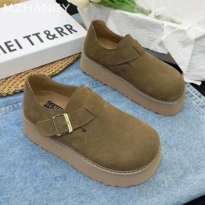 Wildleder Damen Flats Schuhe Lässige Plateau Stiefeletten Frau 2024 Trend Mode Sneaker Winter Laufen Gemütlich Neu Mujer Zapatillas