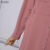ZANZEA Damen Herbst Button-Down Langarm Midi Hemdblusenkleid