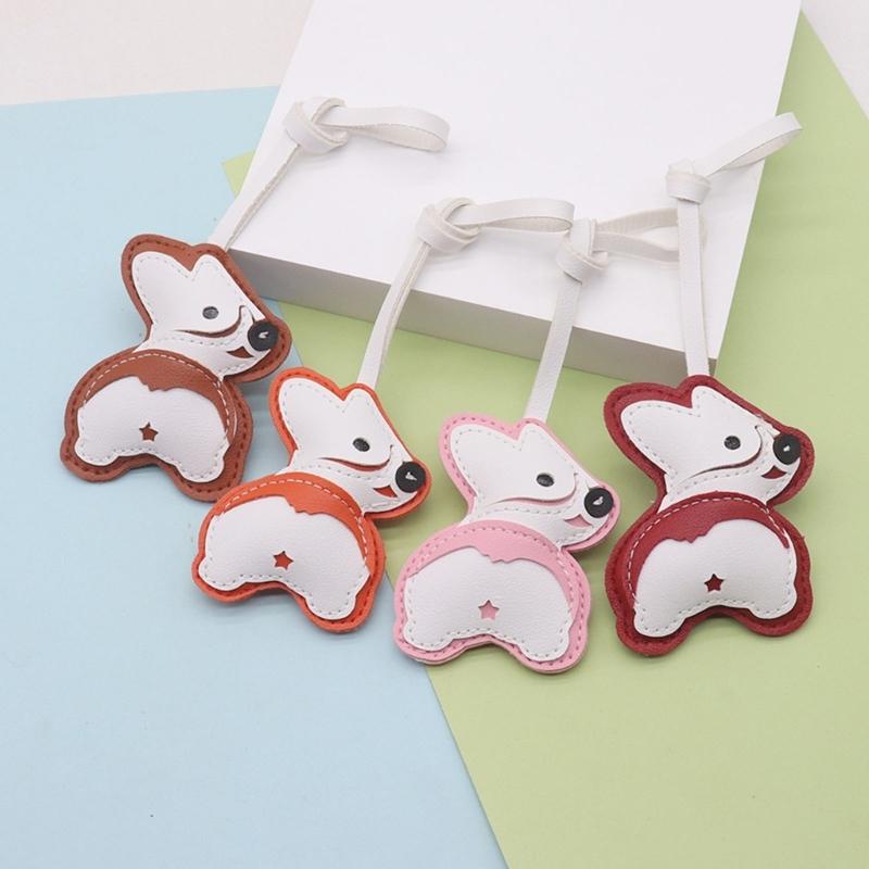 PU Leather Corgi Keychain Cute Dog Accessory Decoration Lightweight PU Craft Pendant For Daily Bag Styling