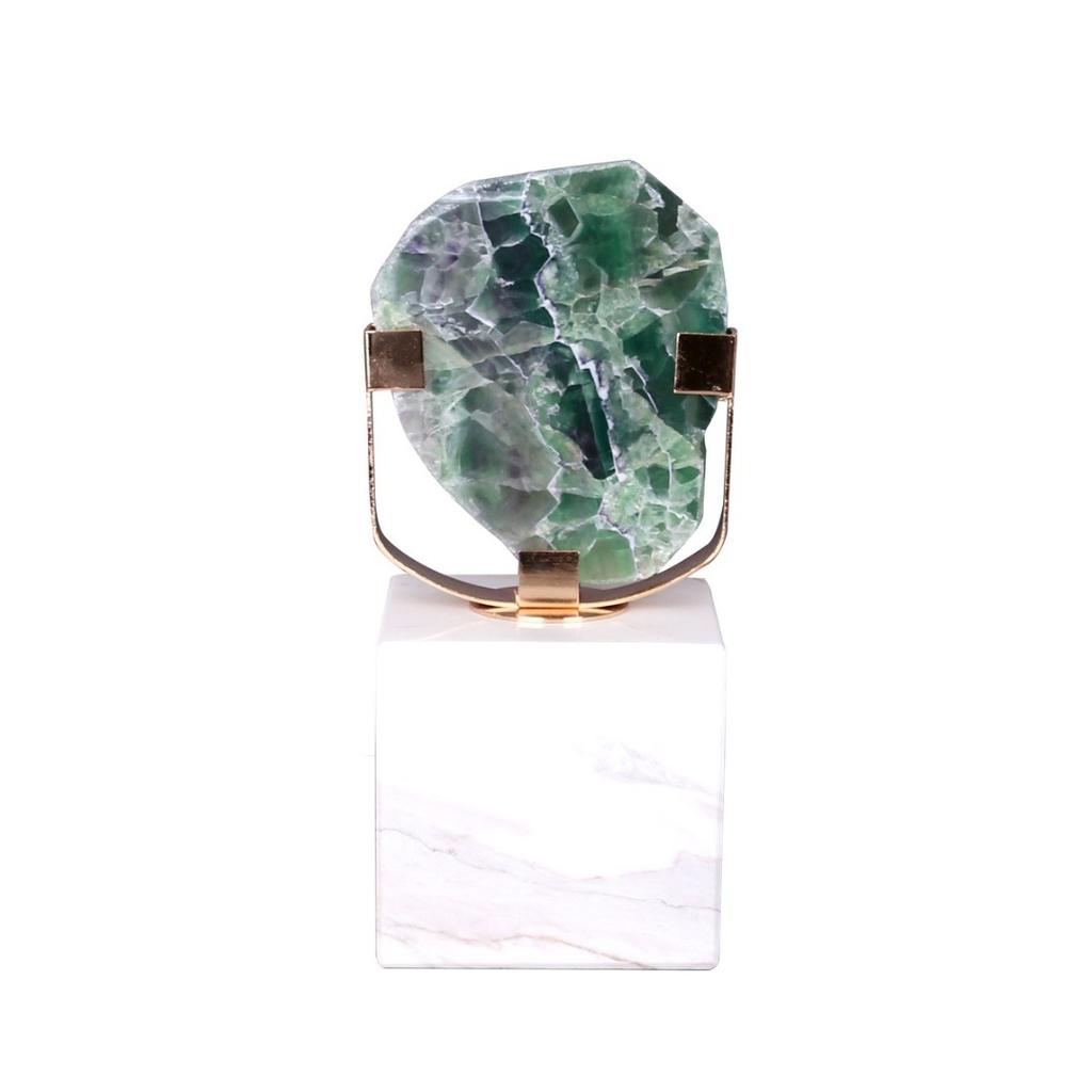 Natural Green Fluorite Crafts Sculpture Crystal Base Ornaments Desk Decoration Modern Crystal Artwork Room Aesthetics Decor