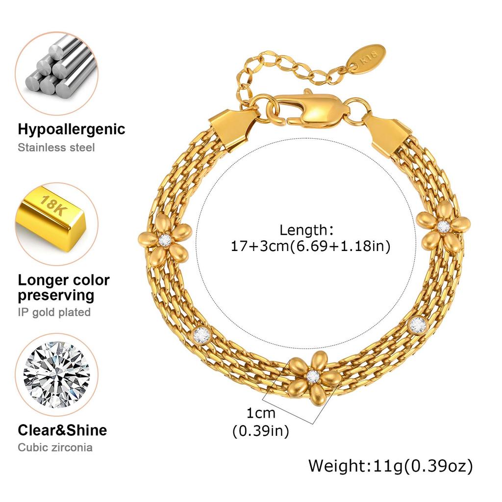 Stainless Steel Mesh Chain Watch Strap Bracelet for Women, Zircon Cherry Charm Wristband Bangle, Waterproof Party Jewelry