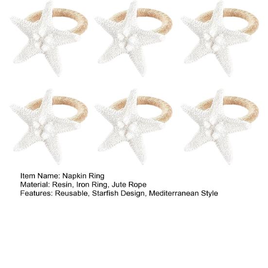 6Pcs Coastal Starfish Napkin Rings Rustic Starfish Summer Holiday Napkin Holders Seaside Party Napkin Rings for Beach House