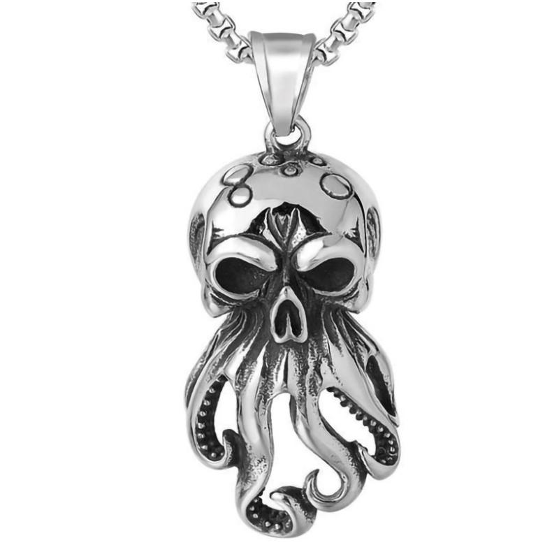 

Европейская и американская ретро подвеска-ожерелье из титановой стали с животным осьминогом для мужчин, украшения с осьминогом 50CM(Necklace Size) серебряный
