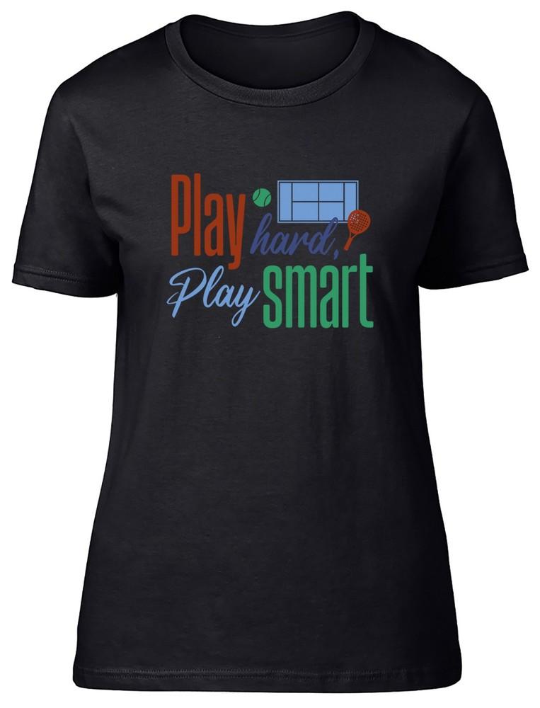 Play Hard Play Smart Love Padel Womens T-Shirt Ladies Gift Tee L