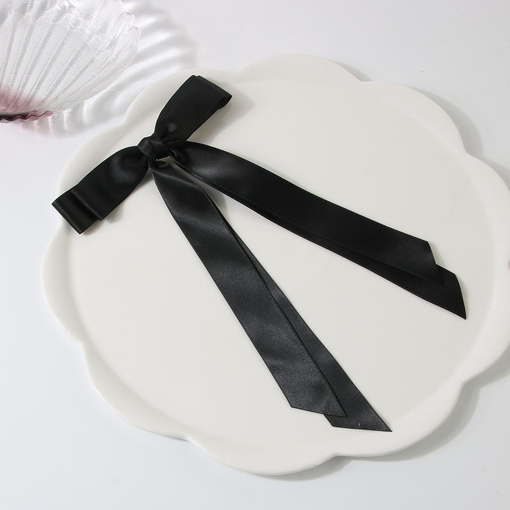 Elegant Bow Ribbon Hair Clip Fashion Simple Solid Satin Clip Hair Pin Spring Retro Headband with Clips Girls Hair Accessories