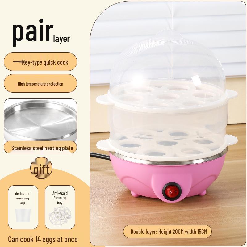 Compact Automatic Egg Boiler & Steamer with Anti-Dry Protection - Perfect for Home Breakfasts