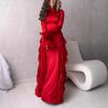 European and American Sexy Women's Long-Sleeved Slim Fit Ruffle Party Dress