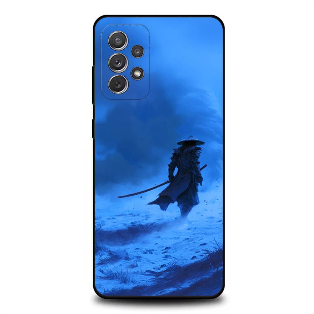 Japanese Bushido Samurai Phone Case For Samsung S 25,24,23,22,30,21,10,9,Ultra,Plus,Lite,FE,4,5G Black Soft Case