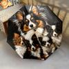 1 Pezzo Ombrello Pieghevole Automatico - Fantasia Cane Papillon, Design Portatile e Pieghevole con 8 Stecche, Regali di Natale per Compleanno