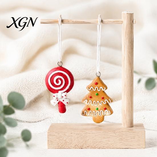 Decorative Pendants for Garlands 4 Pcs Gingerbread Christmas Ornaments, Candy Cane, Tree, Lollipop, Sweet Style Ornaments Man Xmas Tree Hanging
