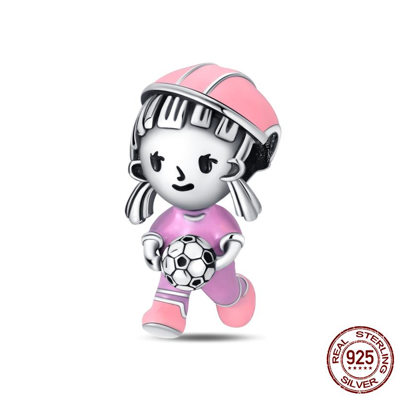 Kupfer DIY Perlen Fußball Badminton Fitness Serie Charm Passend für Pan Original Armband Für Frauen Schmuck Geburtstagsgeschenk