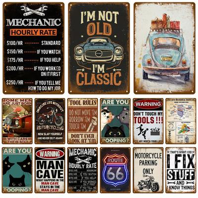 Vintage Metal Plate Tin Sign Plates Bar Retro Metal Sign Wall Art Mural Aesthetic Room Home Decor Items Poster Garage Decoration