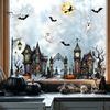 Seasonal Room Accents Halloween Window Static Sticker, Ghost Castle Black Cat Print Decals, Cartoon Patterns Waterproof PVC Cling for Home Holiday