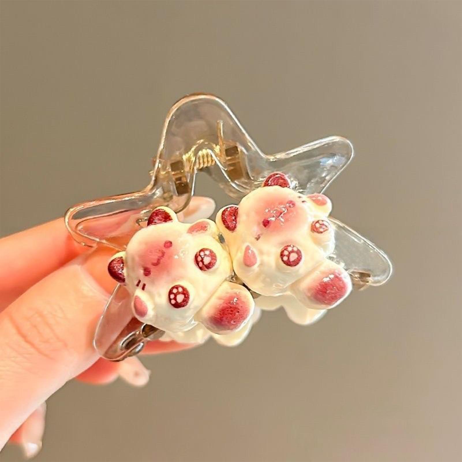 

Мультяшный кошачий зажим для волос для женщин, милый прозрачный кошачий зажим-пентаграмма, креативный геометрический зажим для волос, аксессуары для волос для девочек