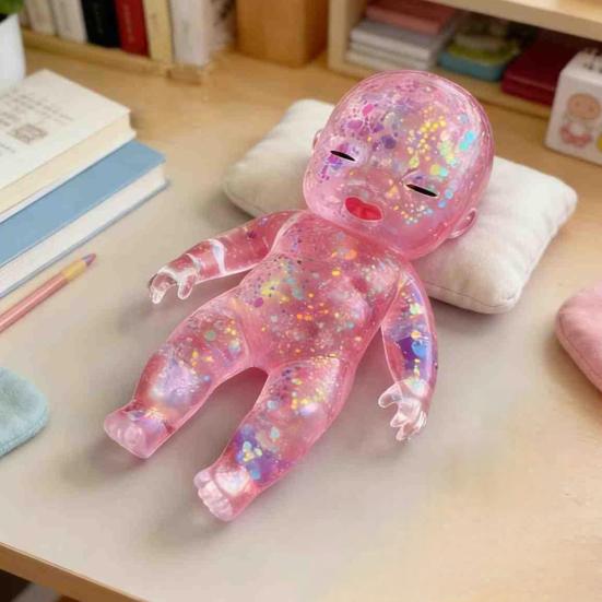 1/2/3/4/5Pcs Glitter Babies Stress Relief Toy Soft Stretchy Anxiety Relieving Clear Baby Squeeze Toy Hand Relaxation Stress Sugar Ball Fidget Toy