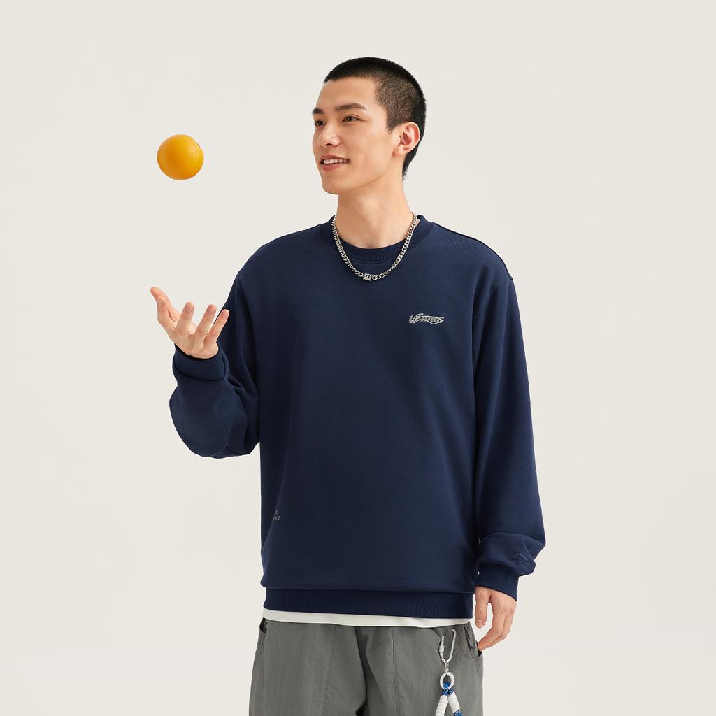 Li Ning Sports Lifestyle Series Fashion Loose Round Neck Letter Brand Logo Printed Sweatshirt Unisex Sweatshirt AWDVF75-8