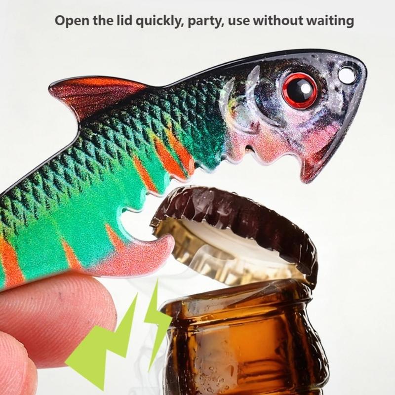 Portable Fish Shape Bottle Opener Keychain Zinc Alloy Pendant Safe for Family Gatherings and Backpacks Handbag Decors