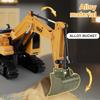 Remote Control Alloy Excavator Toy, 2.4G 6-Channel Controller, 4WD Crawler Construction Vehicle, Kids Boys Toy Truck