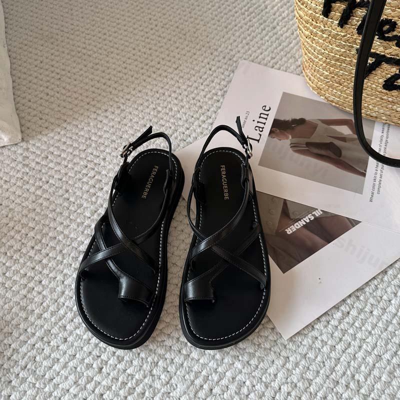 Fashion 2025 Summer New Roman Style Open Toe Cross Strap Casual Sandals for Women Comfortable Versatile Outdoor Beach Fashion Cool Shoes