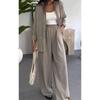 European and American Women Clothes Fashion Solid Loose Top Casual Wide-Leg Pants Two-piece Set Casual Two-Piece Set
