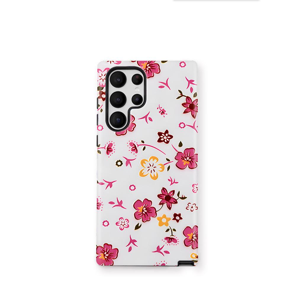 Custodia per cellulare Samsung S26Ultra floreale in polvere stile ins two-in-one con pellicola protettiva S23Plus anti-caduta