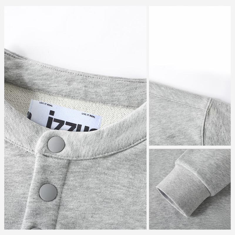 Izzue Men's Heavyweight Henley Sweatshirt with ZI Letter Print