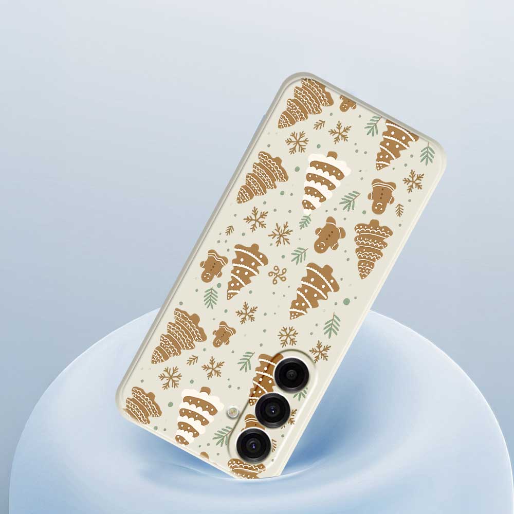 For Samsung Galaxy A17 5G Case Brown Christmas Tree Gingerbread Pattern Printing Straight Edge TPU Phone Back Cover