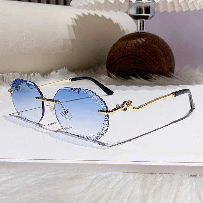 

JYL TS Sunglasses Frameless Metal Leopard UV Unisex/90370 B-964 дикая клубника