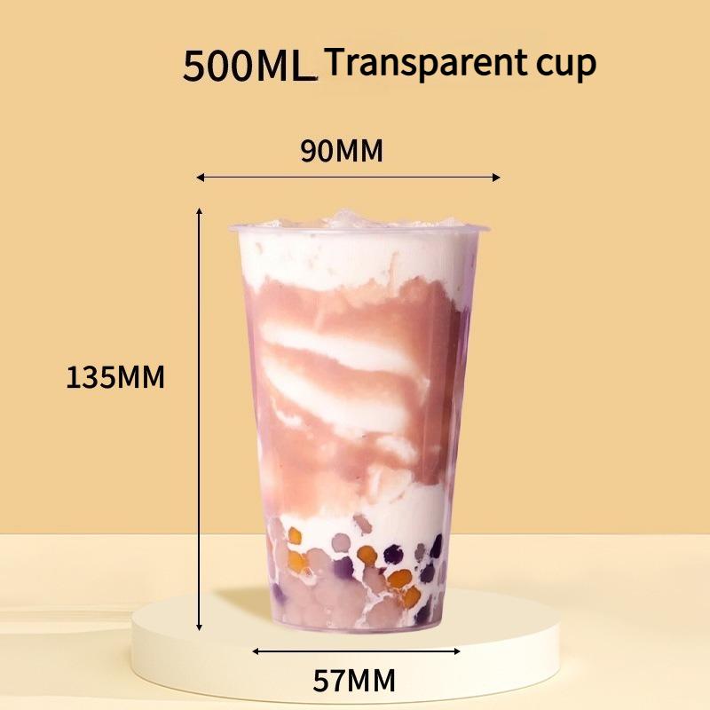 90mm Mouth Commercial PP Injection Cups  Disposable Milk Tea Cups with Lids Thickened High Transparent Plastic Drink CupsLarge Caliber Straws