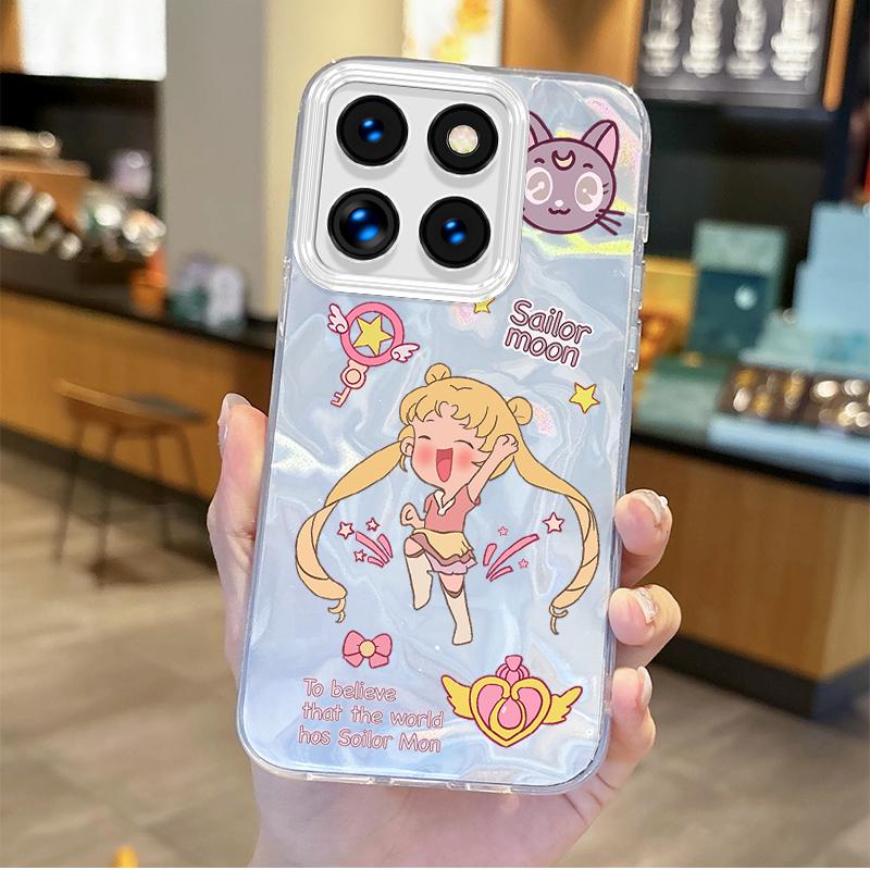 Lovely Sailors Moons Cartoon Phone Case for Xiaomi Poco X6 X3 F6 M6 M4 Pro C61 13T 11 Lite Gradient Hard Shockproof Matte Covers
