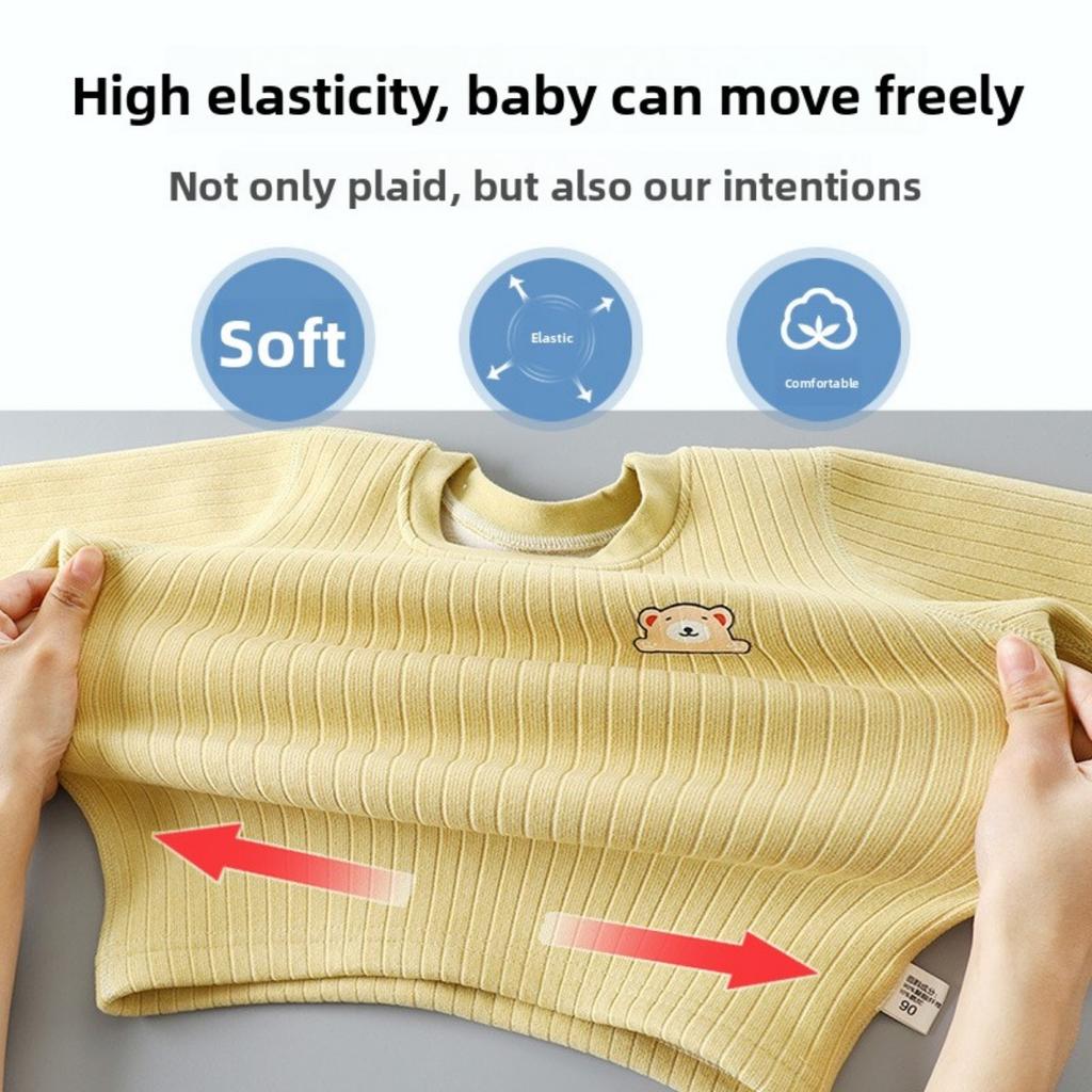 Children's Warmth Set with Thick Velvet for Autumn and Winter, New Baby Underwear, Mid Autumn Clothes, Autumn Pants, Children's Set