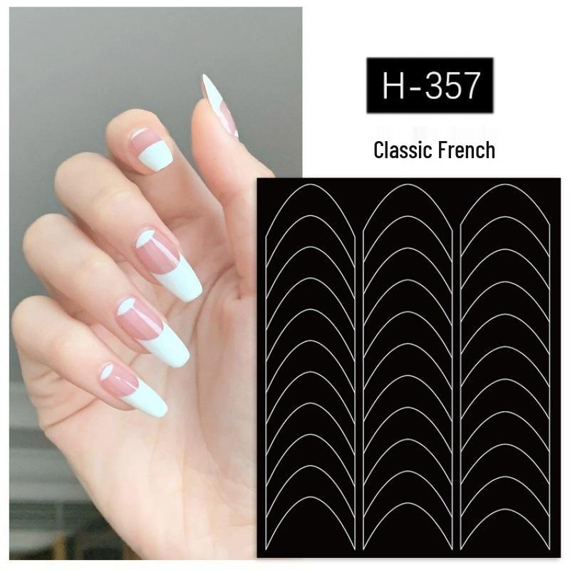 V-Shaped Dual-Purpose French Nail Art Stickers with Hollow Design