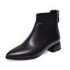 Pointed Short Boots Women's Simple Temperament Wool Tube Low Heel Leather Boots Rear Zipper Fashion Boots