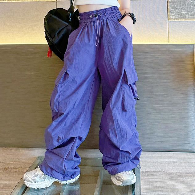 5-14 Jahre Kinder Hip Hop Joggers Hosen Hohe Taille Vintage Casual Streetwear Baggy Pants Mädchen Cargohose Teenager Gerade Hose