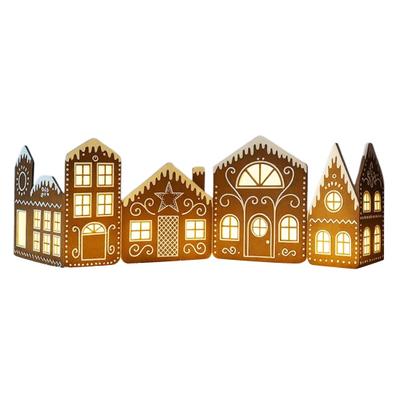 DIY Foldable Christmas Gingerbread House Cardboard Kit with LED Light Make A Gingerbread House Craft Kit for Home Kitchen