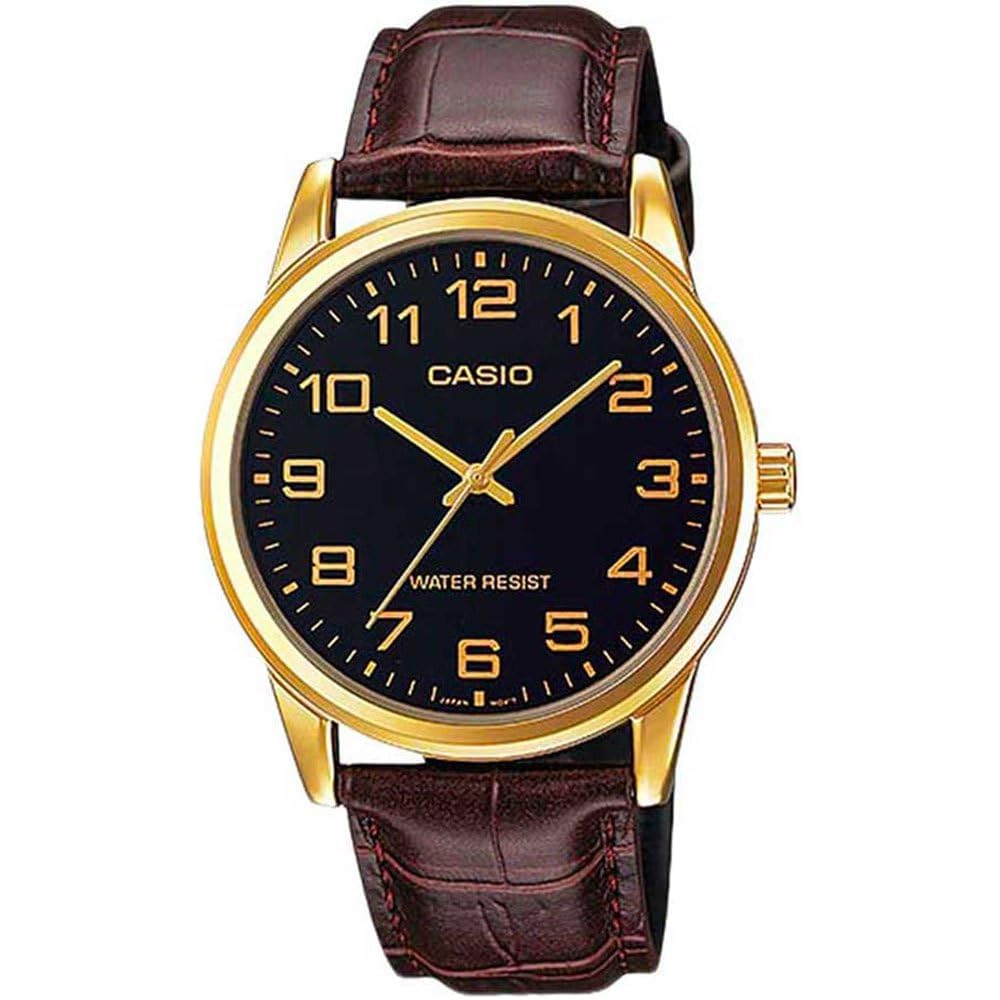 Casio MTP-V001GL-1BUDF Men s Analog Wristwatch with Leather Band and Water Resistant Design