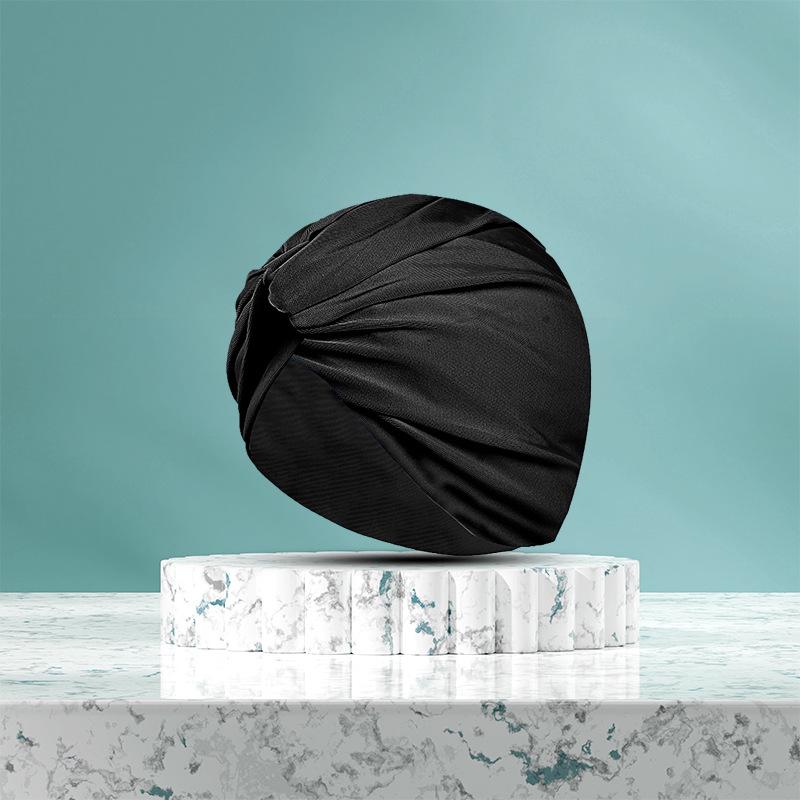 

Женская очень большая плиссированная нейлоновая шапочка для длинных волос и защиты ушей чёрный