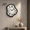 Holz-Stille-Uhr Moderne unregelmäßige Wanduhr, römische Ziffern, nicht tickend, dekorativ für Wohnzimmer, Schlafzimmer, Büro, Bauernhaus-Stil
