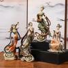 Resin Handicrafts Chinese Classical Goddess Fairy Retro Figure Sculpture Musical Instrument Decorative Figurines Home Decoration