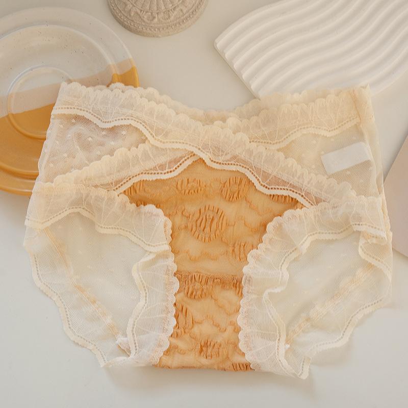 

Женское кружевное бесследное сексуальное нижнее белье большого размера, дышащие треугольные брюки в японском стиле для девочек L оранжевый