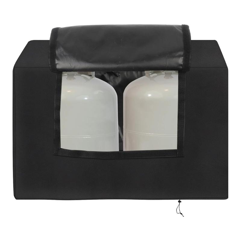 

Certified Clear Gas Cylinder Cover For Two 20LB Bottles Featuring Quick Release Fasteners And Water Resistant 600D Fabric 1
