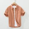 Cotton Solid Color Men's Summer Lightweight Short Sleeve Shirt Business Casual Daily Shirt Loose Casual Jacket