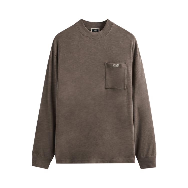 Kith Long-Sleeve Mock Neck Pocket JFK Overcast Men Tops Brown KHM030454-007