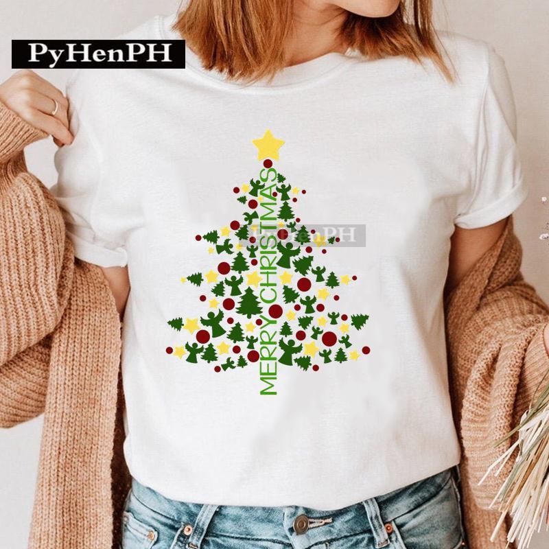Summer Christmas Elk Printed T-shirt for Men Women Cotton Loose Round Neck Short Sleeve T-Shirts Unisex