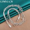 URMYLADY-collar con cuentas de bolas de cadena de serpiente múltiple para mujer, de Plata de Ley 925, joyería de moda para fiesta de boda, 18 pulgadas